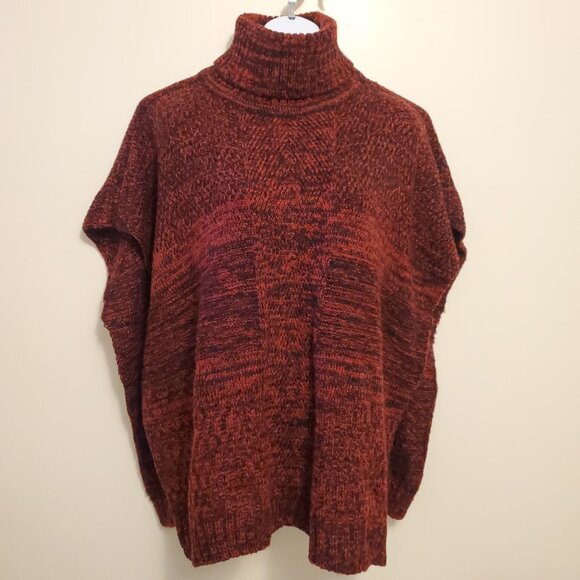 Apt. 9 Women’s Patchwork Poncho Turtle Neck Red Black - (OS) - Picture 3 of 13